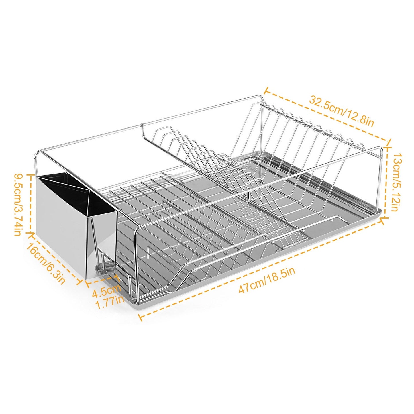 Dish Drying Rack Stainless Steel Dish Rack Drainboard Cutlery Holder Kitchen Dish Organizer