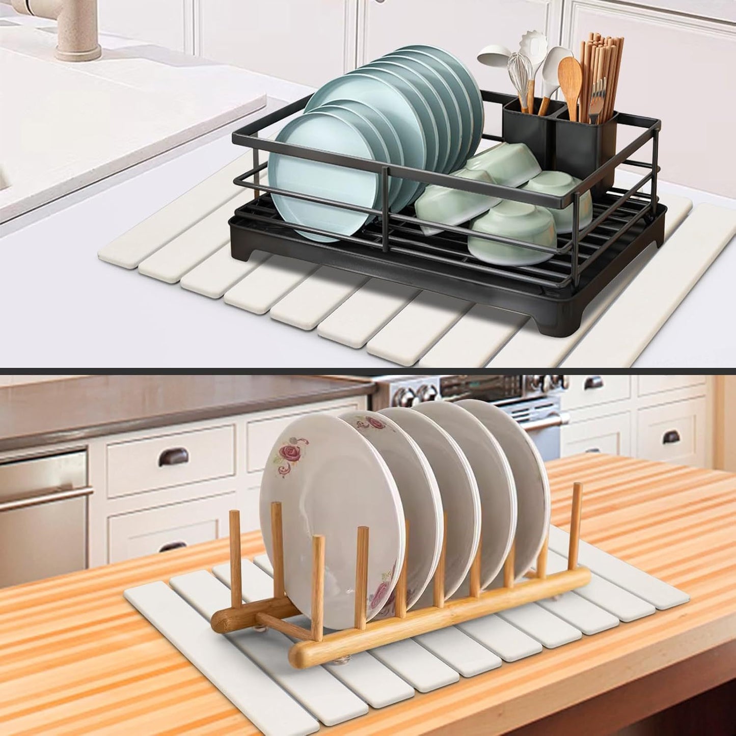 Diatomite Tableware Drying Mat Foldable Kitchen