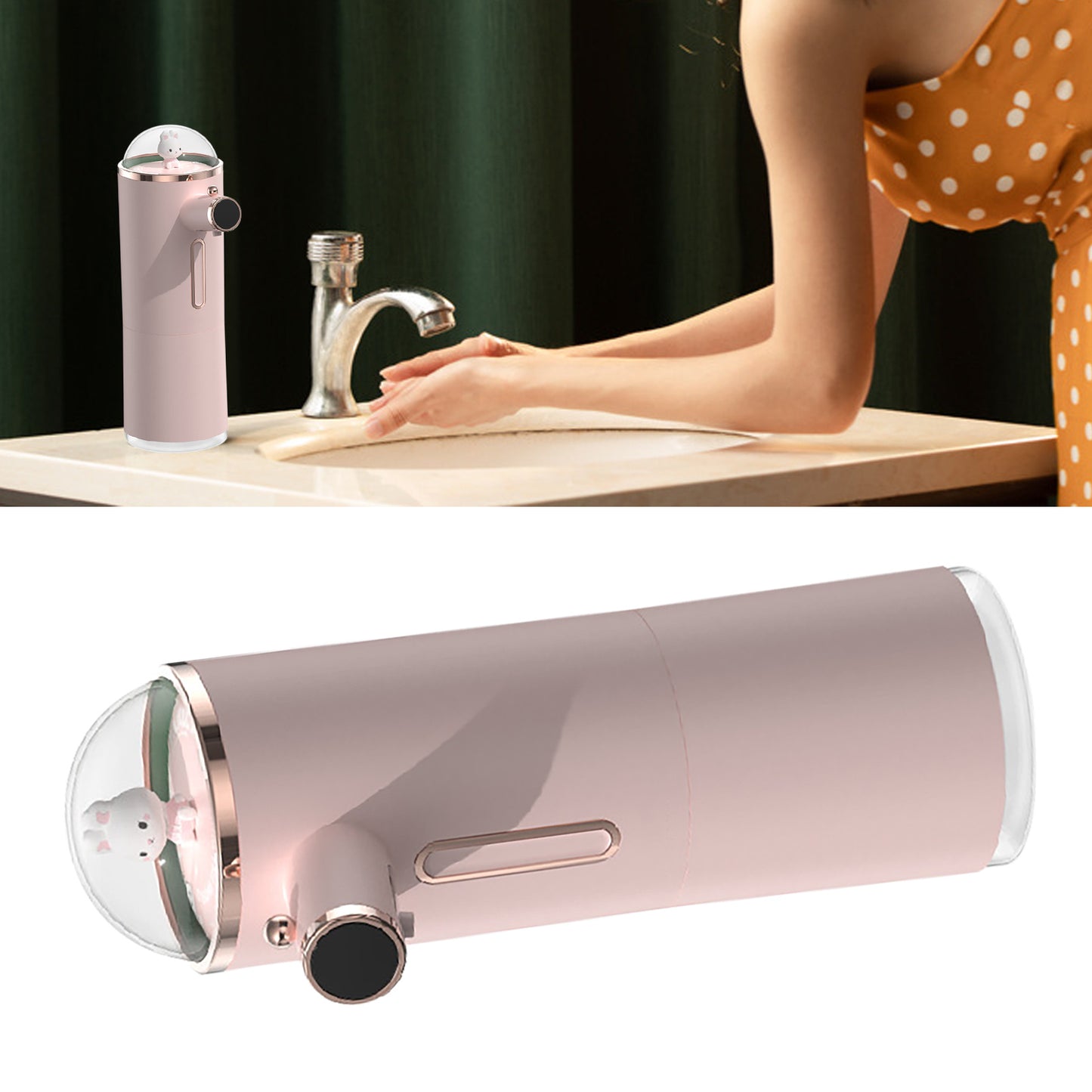 Automatic Foam Soap Dispenser Cute Intelligent Infrared Sensor Waterproof Rechargeable Touchless Automatic Soap Dispenser Pink