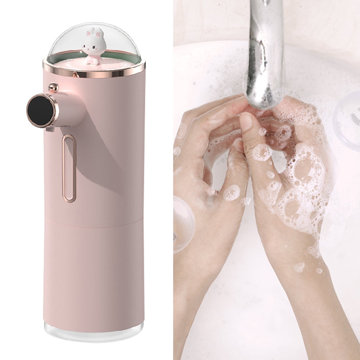 Automatic Foam Soap Dispenser Cute Intelligent Infrared Sensor Waterproof Rechargeable Touchless Automatic Soap Dispenser Pink
