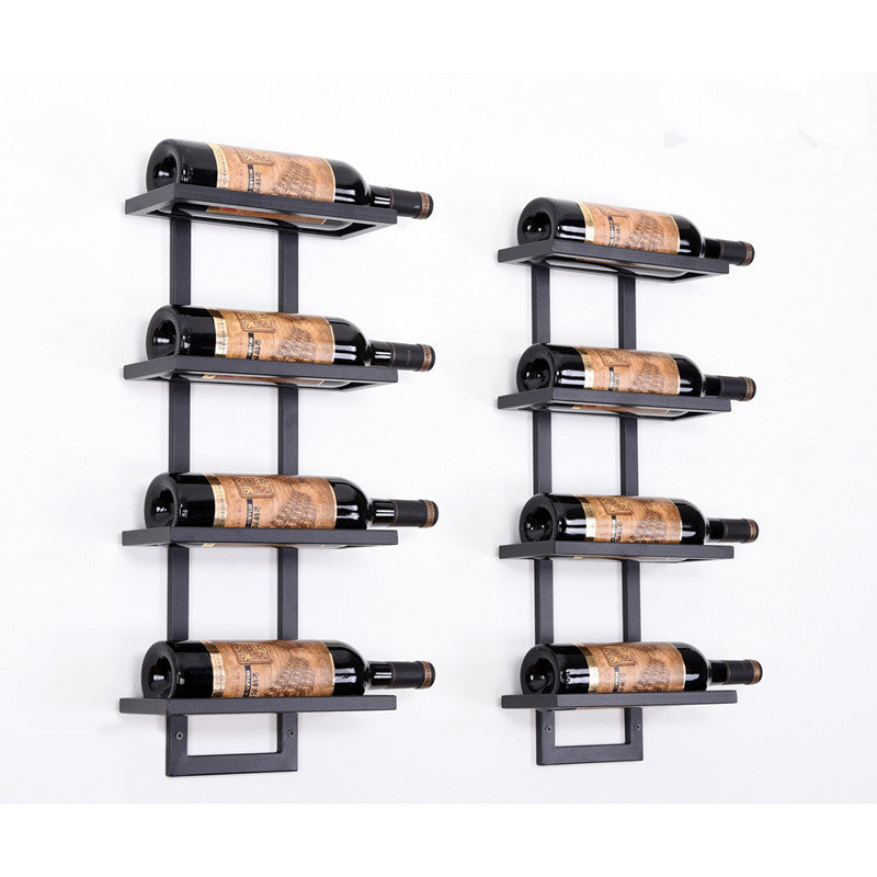 Modern Iron Wall-mounted Wine Holder Simple Hanging Wine Rack Holder Iron Art Wine Support Cabinet Flat Tilted Types 2-6 Bottles