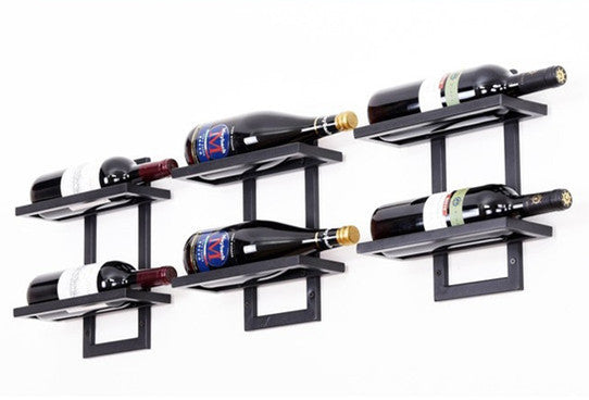 Modern Iron Wall-mounted Wine Holder Simple Hanging Wine Rack Holder Iron Art Wine Support Cabinet Flat Tilted Types 2-6 Bottles