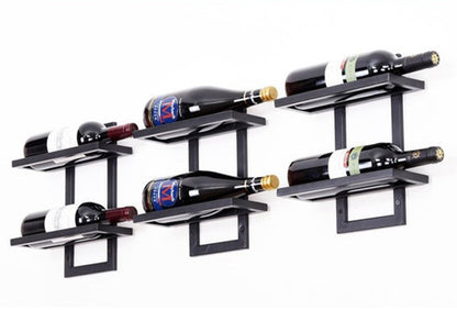 Modern Iron Wall-mounted Wine Holder Simple Hanging Wine Rack Holder Iron Art Wine Support Cabinet Flat Tilted Types 2-6 Bottles