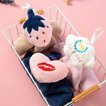 Kitchen Cloud Hand Towel Bathroom Hangable Coral Fleece Cute Absorbent Hand Towel Rag
