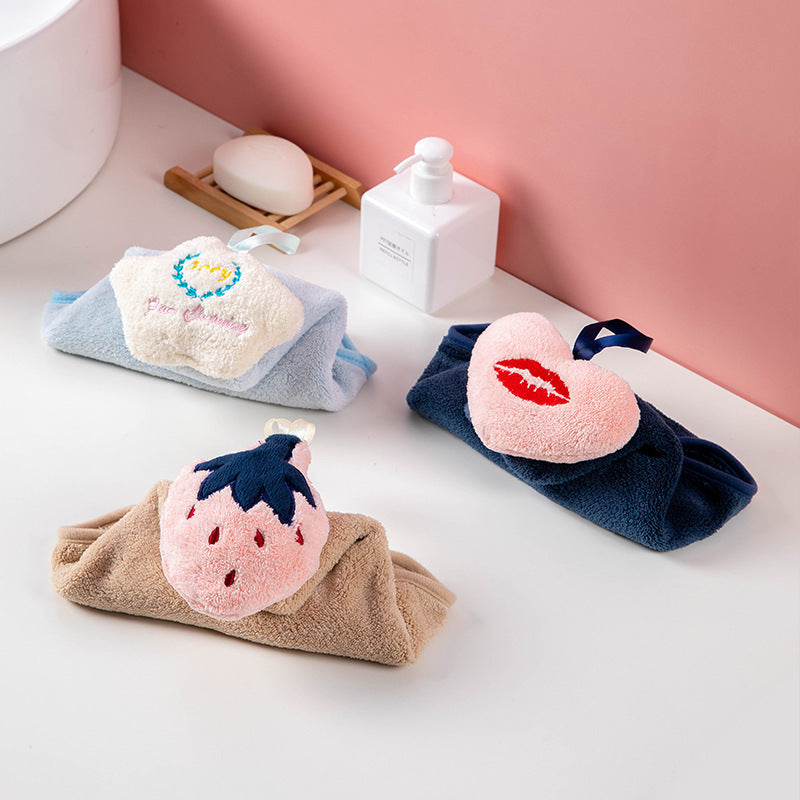 Kitchen Cloud Hand Towel Bathroom Hangable Coral Fleece Cute Absorbent Hand Towel Rag