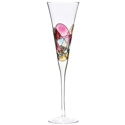 Antoni Barcelona Champagne Flute 7.5 Oz GOLD - EXCLUSIVE BOX -Unique Mouth Blown Line Hand Painted Beverage Amazing Gift Birthday Anniversary Wedding Woman Man (Set 2)