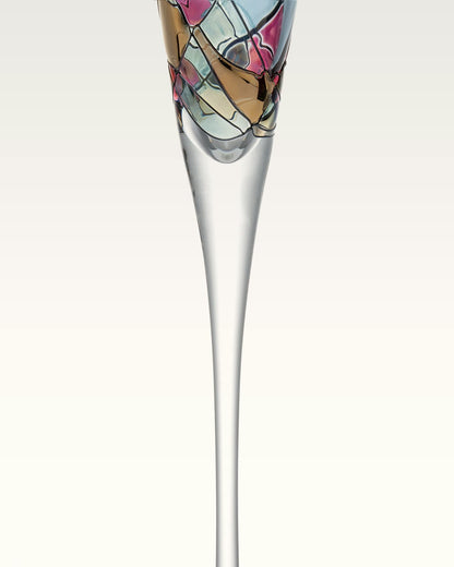 Antoni Barcelona Champagne Flute 7.5 Oz GOLD - EXCLUSIVE BOX -Unique Mouth Blown Line Hand Painted Beverage Amazing Gift Birthday Anniversary Wedding Woman Man (Set 2)