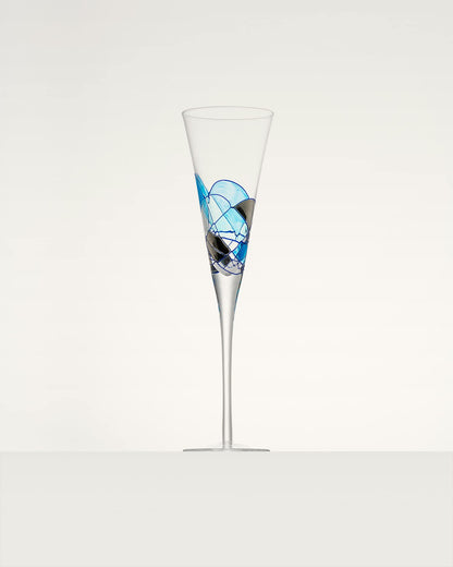 Antoni Barcelona Champagne Flute 7.5 Oz GOLD - EXCLUSIVE BOX -Unique Mouth Blown Line Hand Painted Beverage Amazing Gift Birthday Anniversary Wedding Woman Man (Set 2)