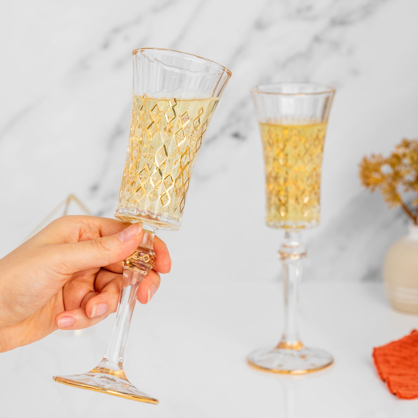 The 7th Beryl Luxury Champagne Glasses Set of 2, Champagne flutes for wedding couples, Thanksgiving, Christmas,Party engagement gifts for wedding,Anniversary,Wedding glasses for bride and groom