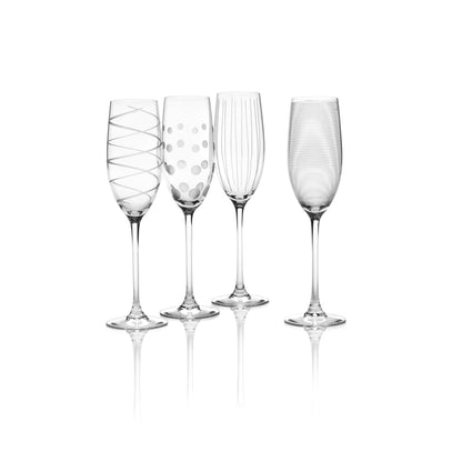 Mikasa Cheers Crystal Champagne Flutes, 4 Count (Pack of 1), Clear