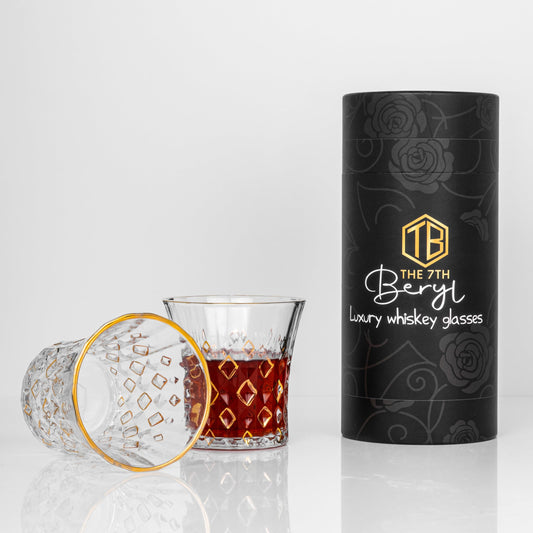 Luxury Whiskey Glasses Set of 2, Bourbon Glasses, Old Fashioned Glasses, Gold Plated, Gifts for Dad, Men, Husband, Groomsmen gifts, Bachelor's Eve, Drinking Scotch, Vodka, Cognac, Liquor