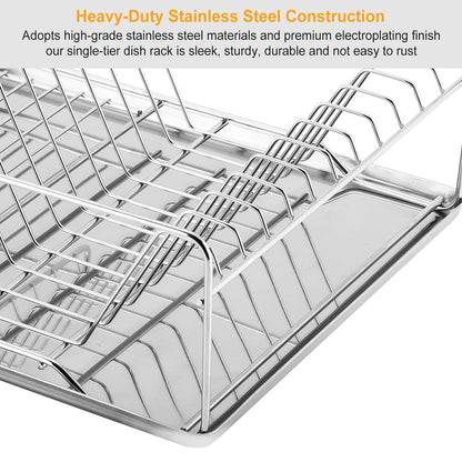 Dish Drying Rack Stainless Steel Dish Rack Drainboard Cutlery Holder Kitchen Dish Organizer