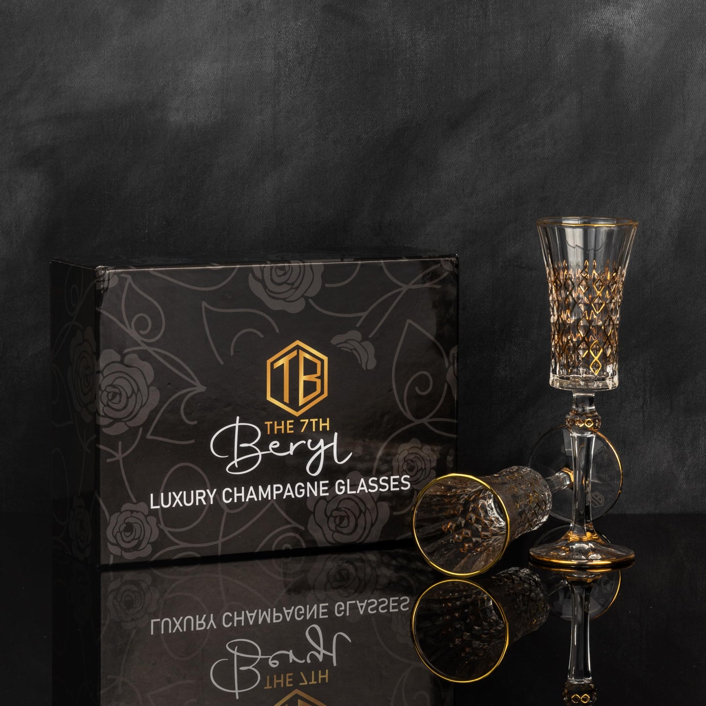 The 7th Beryl Luxury Champagne Glasses Set of 2, Champagne flutes for wedding couples, Thanksgiving, Christmas,Party engagement gifts for wedding,Anniversary,Wedding glasses for bride and groom